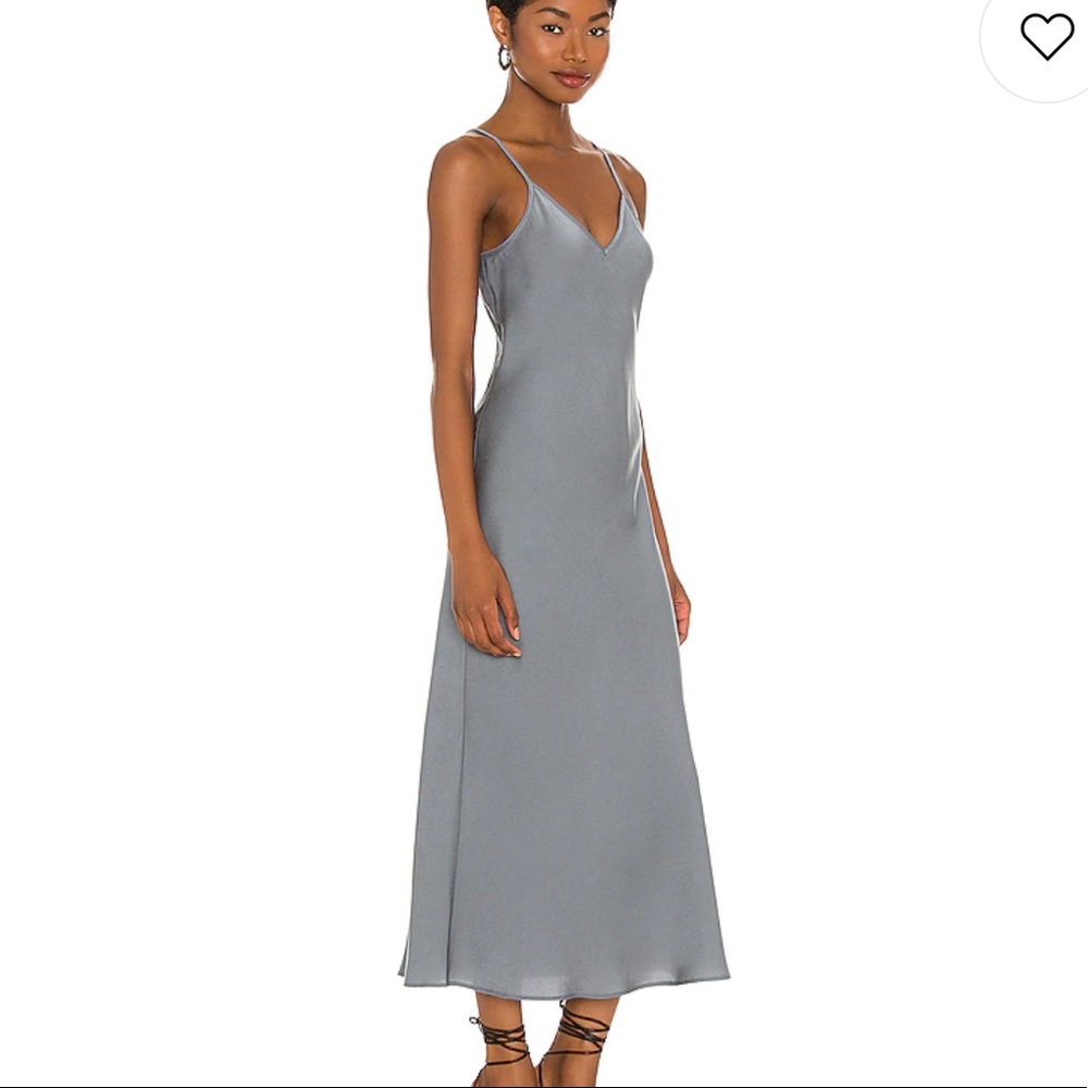 AllSaints Tierney Slip Dress in Flint Blue midi dress size large - Picture 1 of 10
